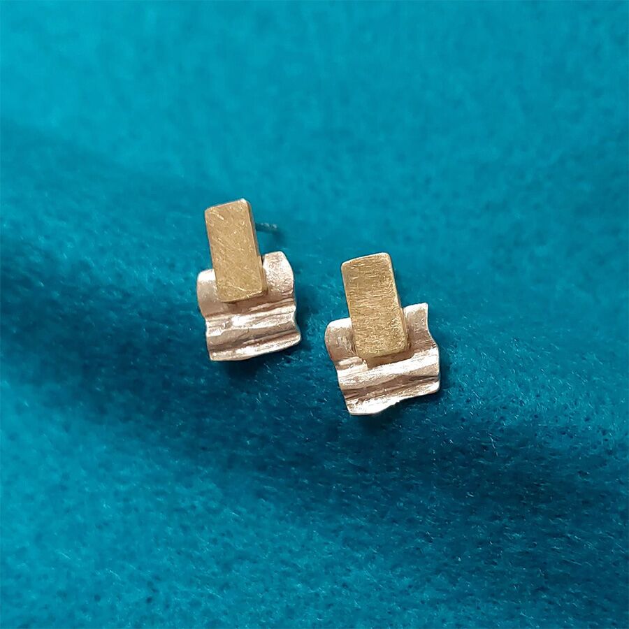 Ohrstecker aus 333er Gold, 925er Silber - ziseliert