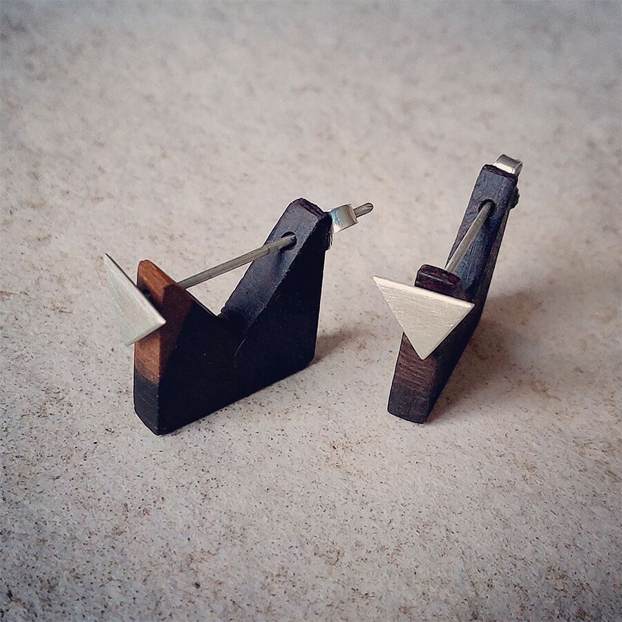Ohrstecker aus 925er Silber, Zirikoteholz