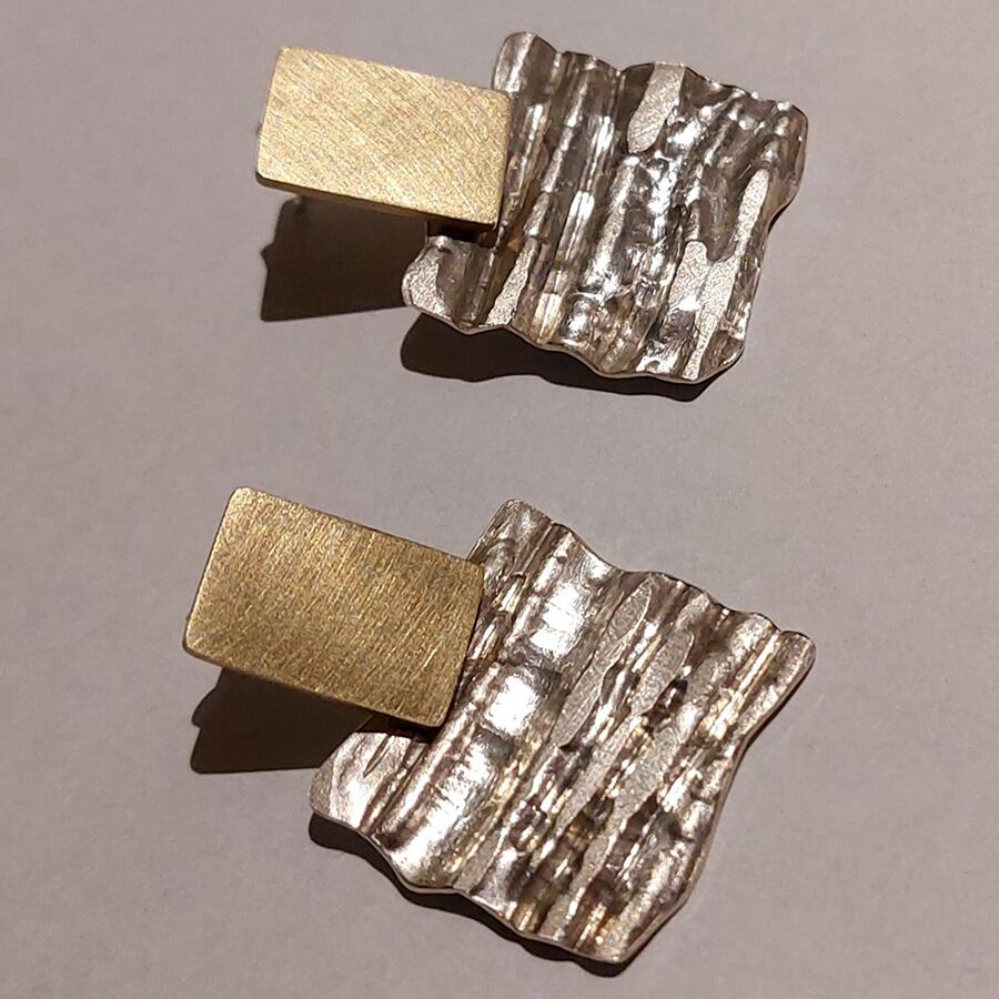 Ohrstecker aus 333er Gold, 925er Silber - ziseliert